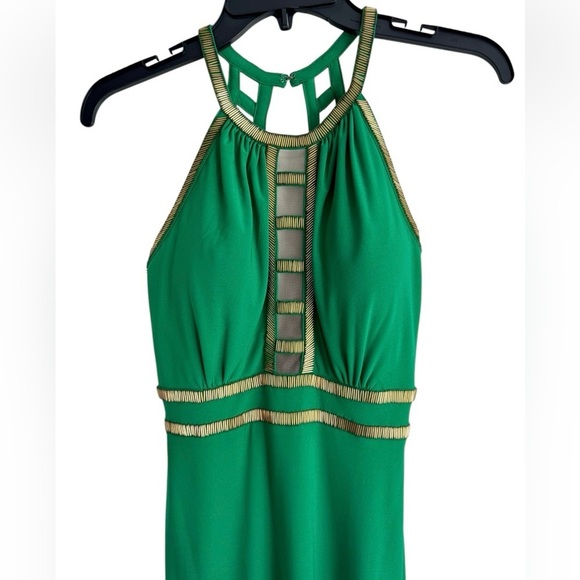 Xscape Emerald Green Beaded Prom Dress Formal Evening Gown Halter Black Tie Sz 2 - Picture 8 of 10